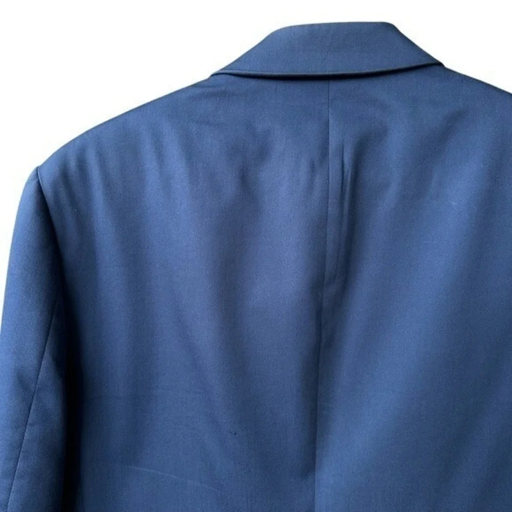 Express Suit Set Pants Blazer Blue Photographer Fitted Preppy Sz 38 Short 30/32